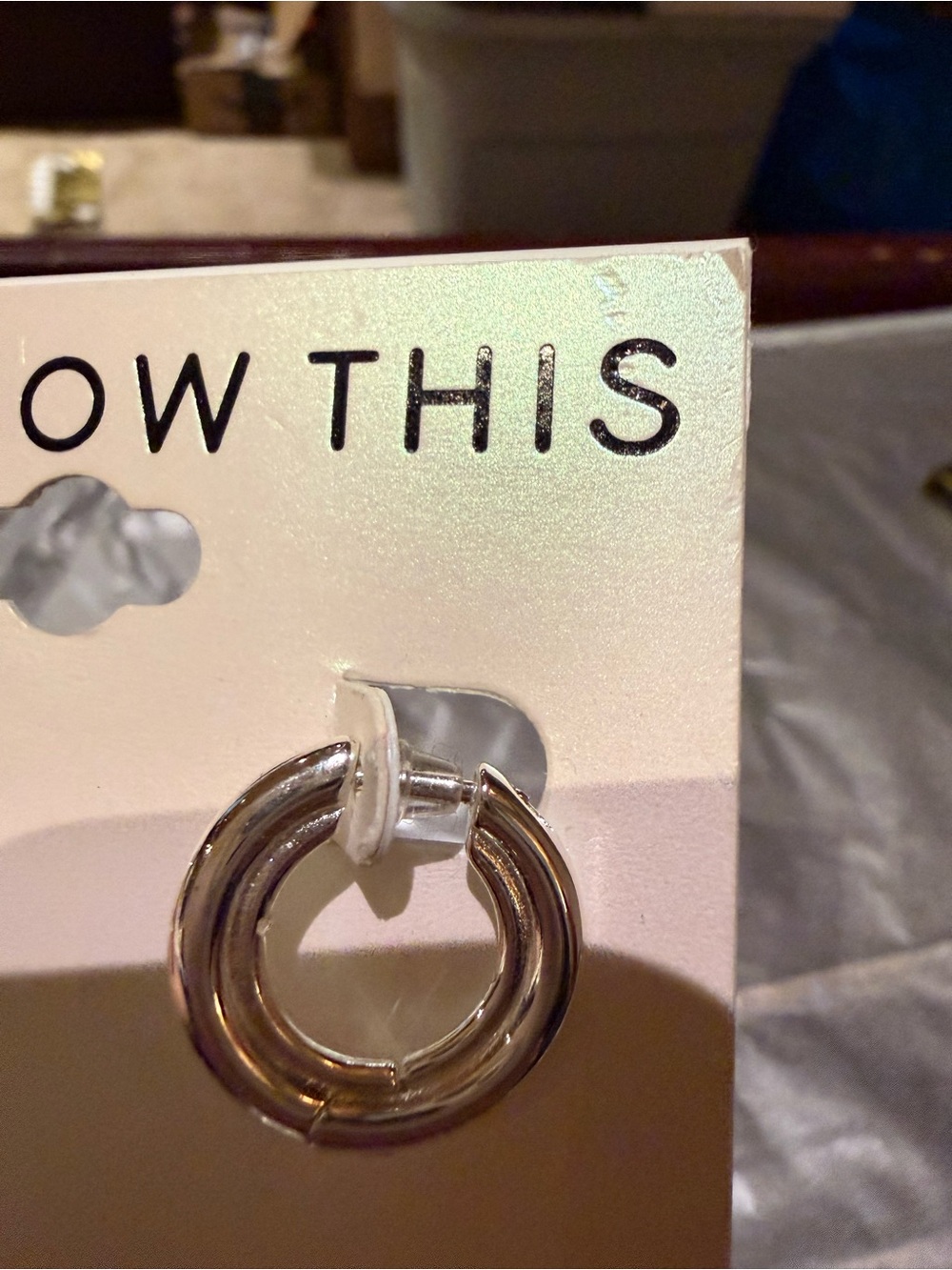 NWT And Now This Silver Plated Graduated Puff Medium Hoop Earrings - Picture 2 of 2